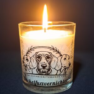 Duftkerze im Glas „Dackelfurzvernichter“ – Ostprignitzbande Kerze | Geschenk für Dackelfans